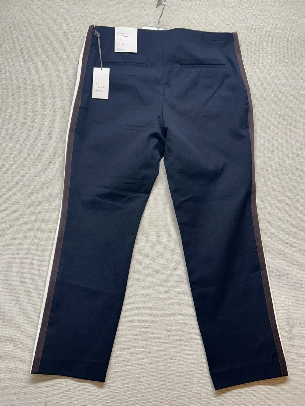 a new day Navy Trousers with Brown and White Side Stripes